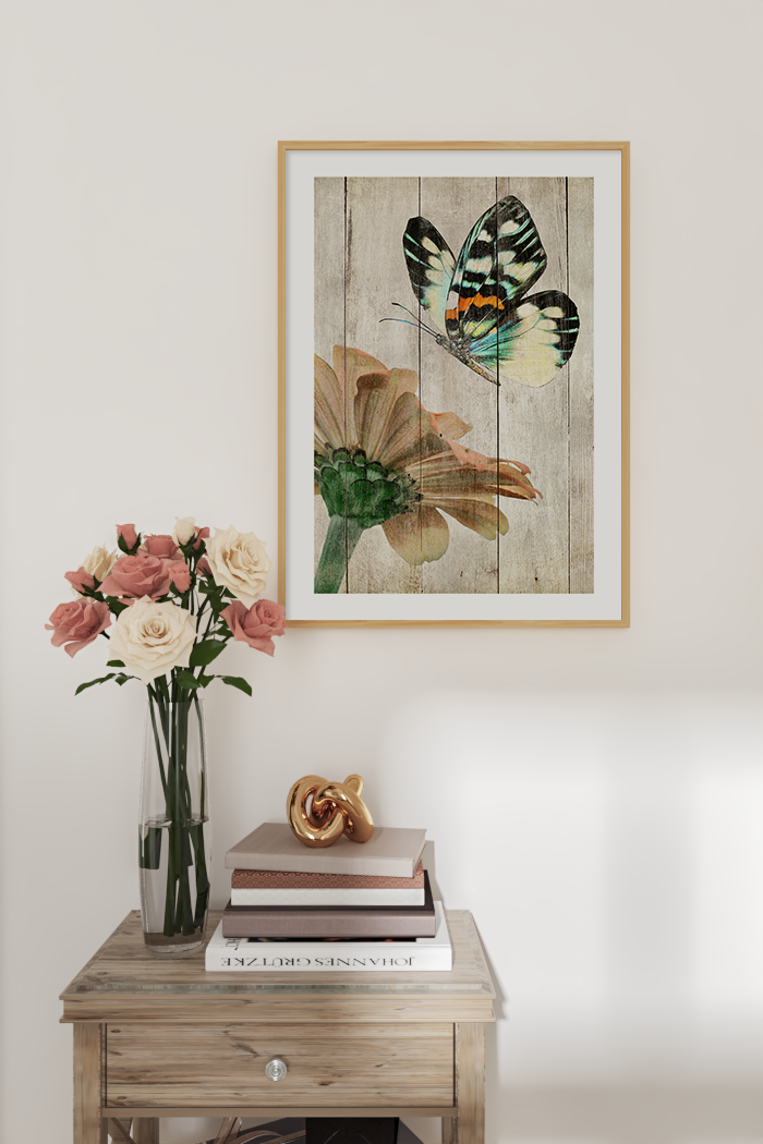 Retro Foraging Butterfly Poster No.3