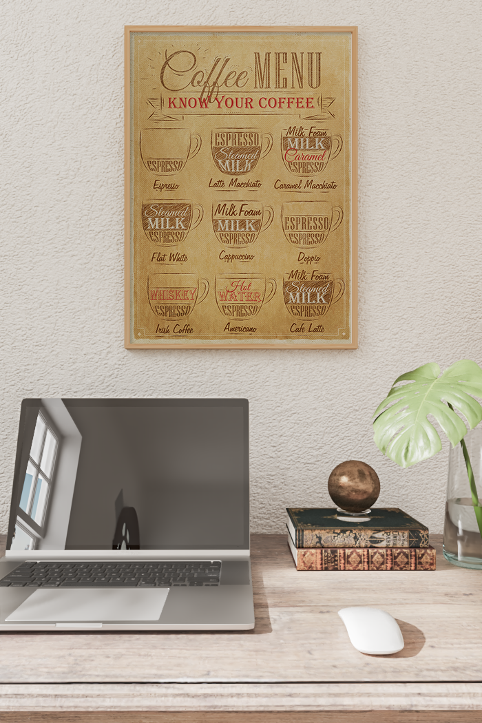 Vintage Yellow Coffee Menu Poster