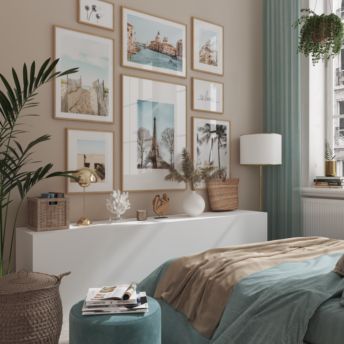 Bedroom Wall Ideas Modern Poster Large Room Decor Landscape Photography Neutral Cozy Home Inspo