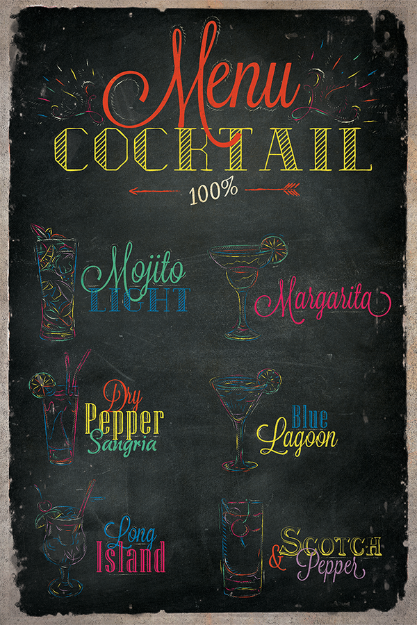 Retro Cocktail Menu Poster