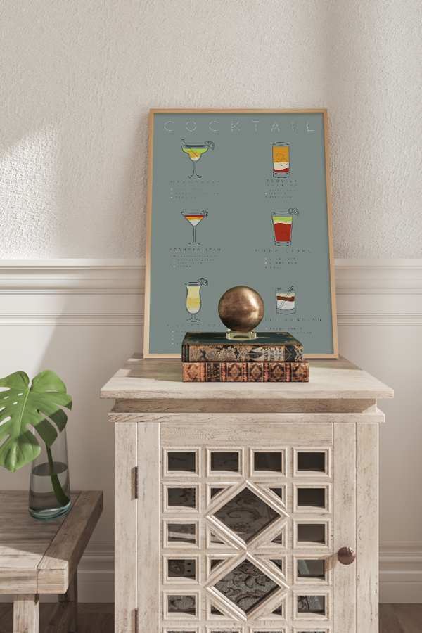 Grey Cocktail Menu Poster