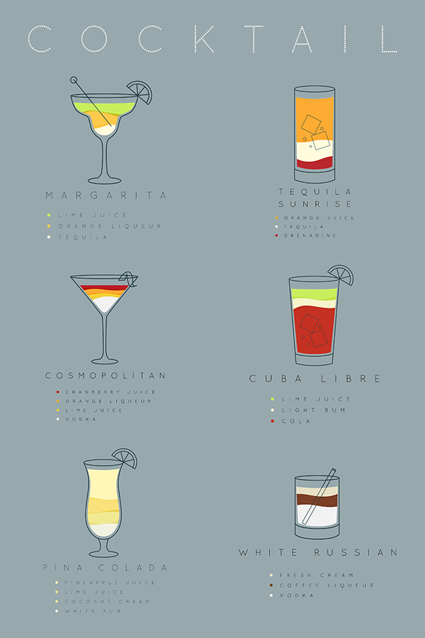 Grey Cocktail Menu Poster