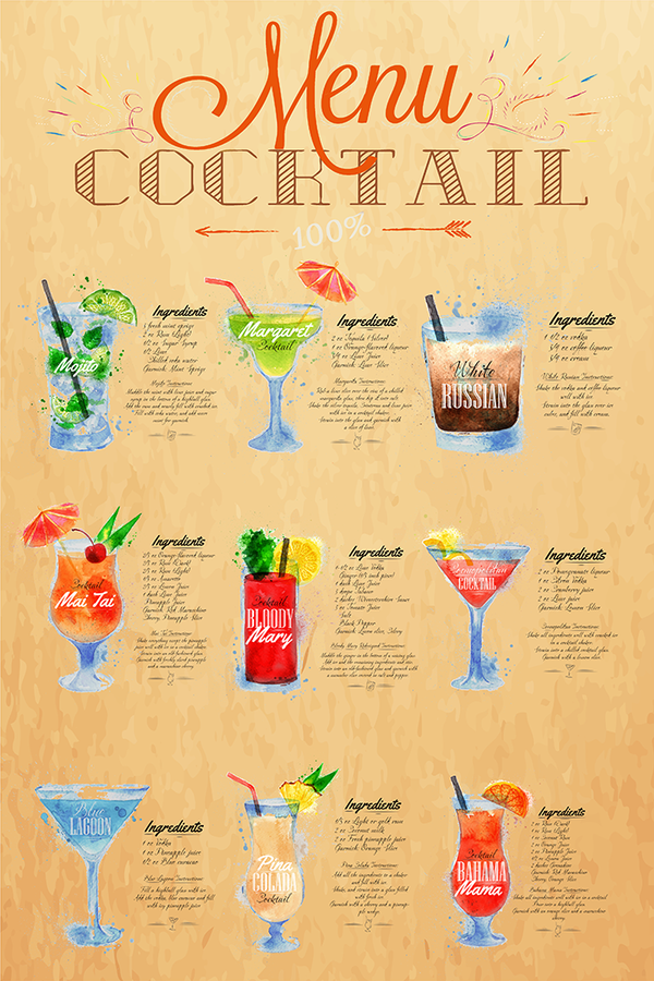 Brown Cocktail Menu Poster