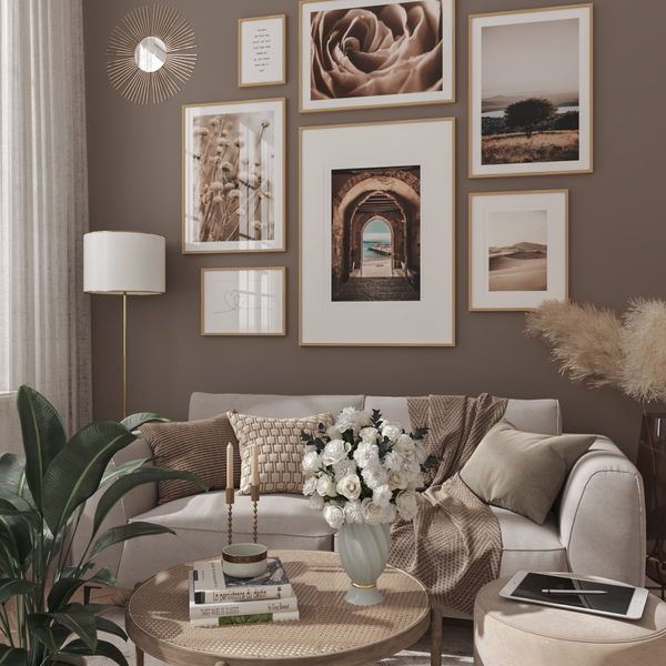Small Living Room Ideas Modern Home Design Brown Neutral Sofa Wall Decor Bedroom Art Poster