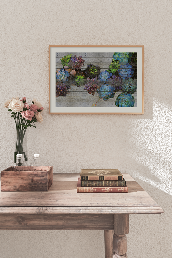 Succulent in Wood Poster