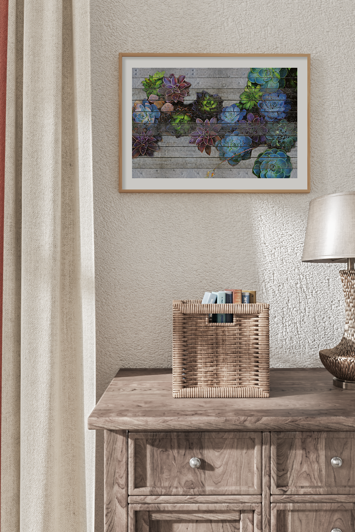 Succulent in Wood Poster