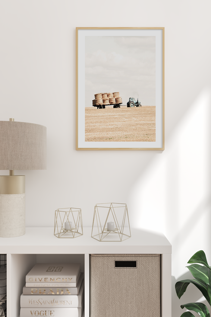 Tractor in Wheat Field Poster
