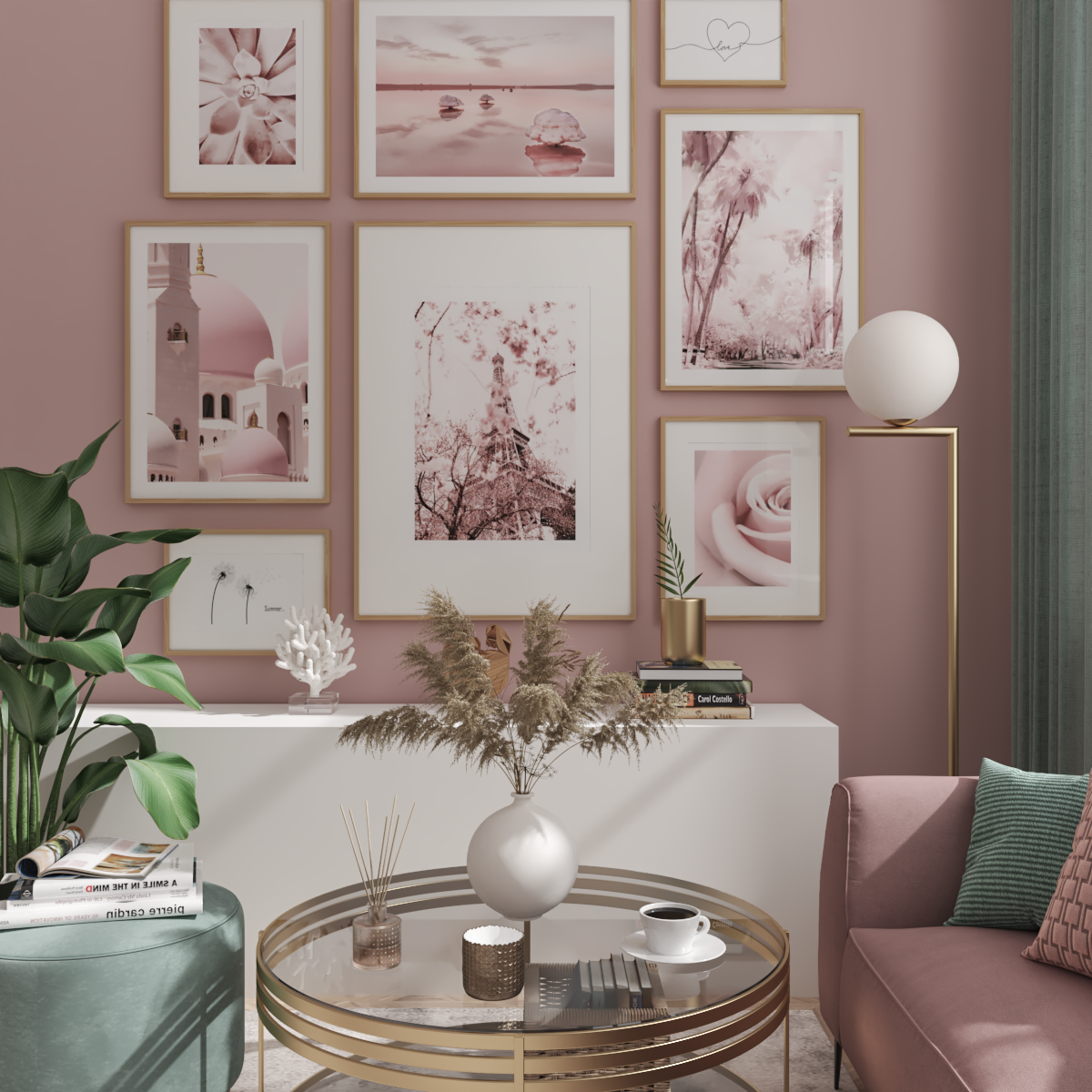 Pink Picture Wall Master Bedroom Ideas for Girl Modern Art Romantic Room Decor Large Frame Print