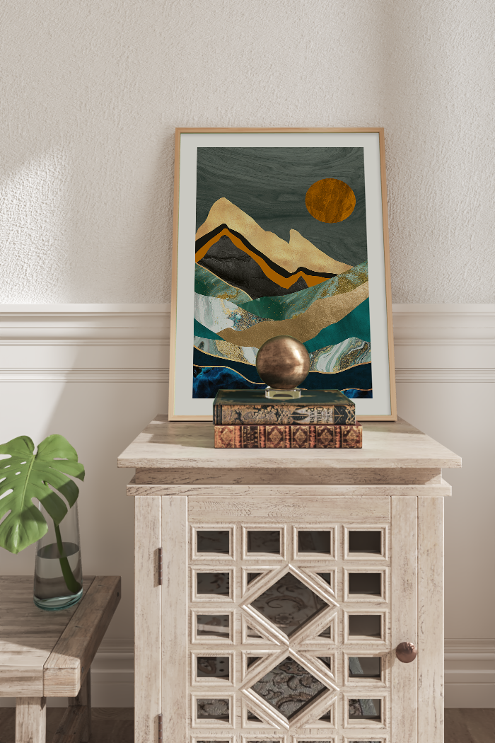 Abstract Bright Mountain Poster