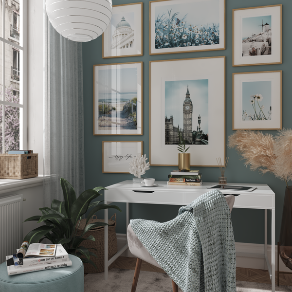 Modren Home Office Design Bedroom Design Wall Frame Cute Room Decor Romantic Blue Print Girl