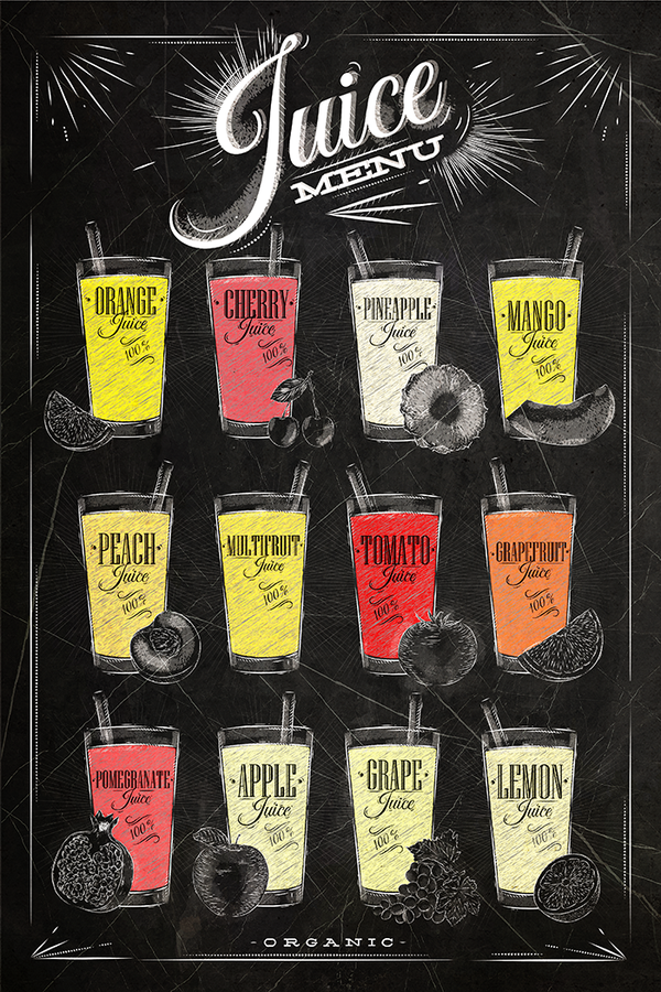 Retro Juice Menu Poster