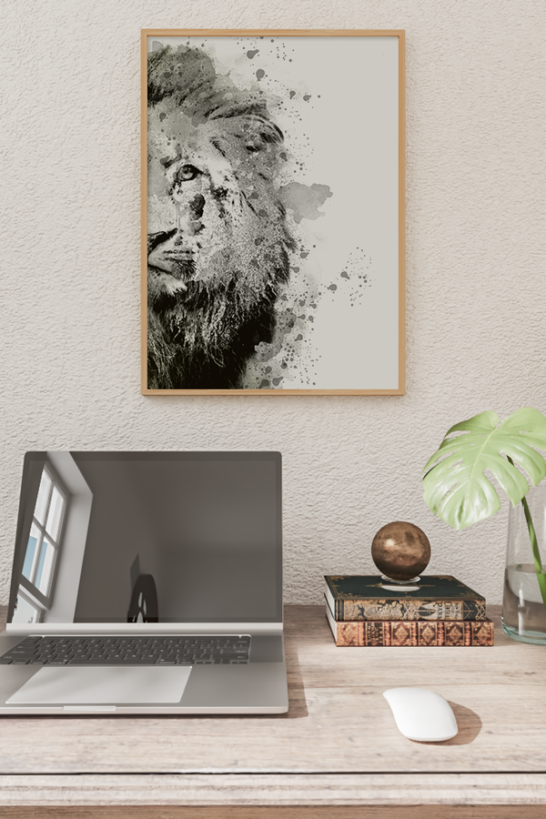 Abstract Lion Ink Print