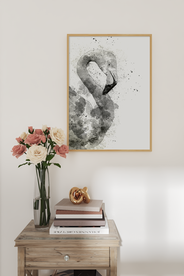 Abstract Flamingo Ink Print