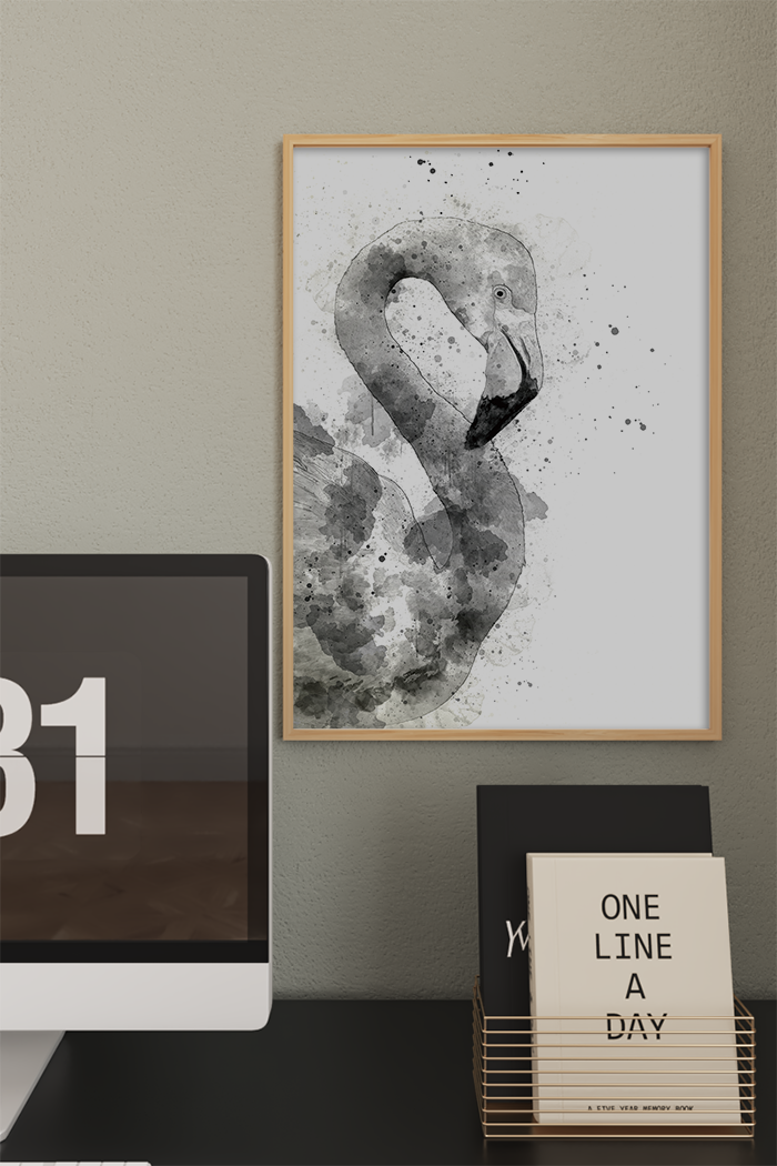 Abstract Flamingo Ink Print