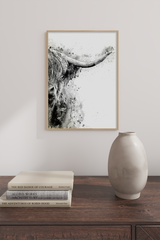 Abstract Highland Cow Ink Print