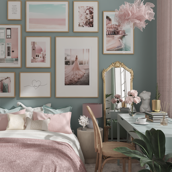 Modern Large Frame Girl Bedroom Ideas Pink Pastel Room Decor Romantic Aesthetic Above Bed Wall
