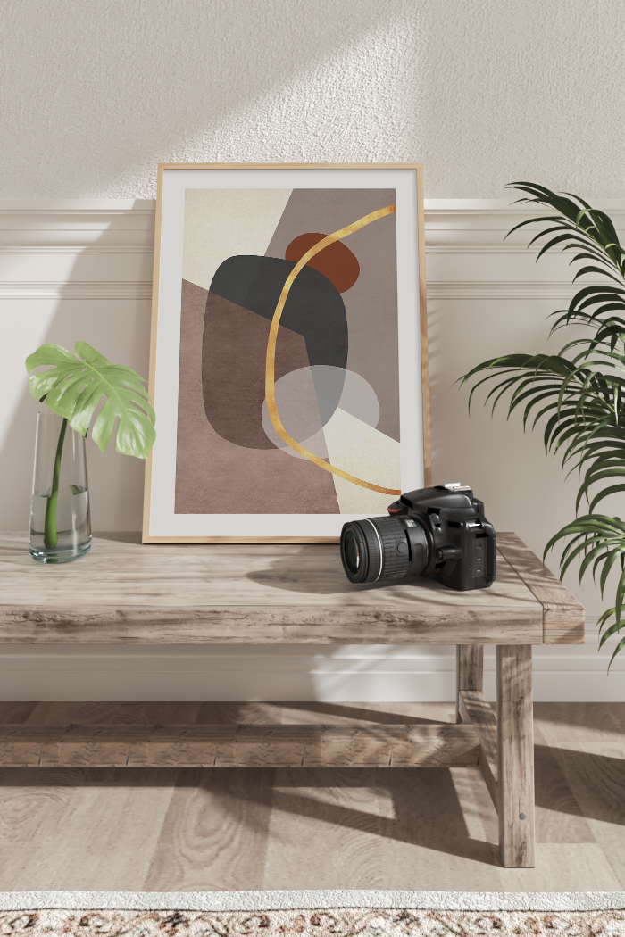 Gold Brown Shape Print