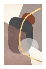 Gold Brown Shape Print