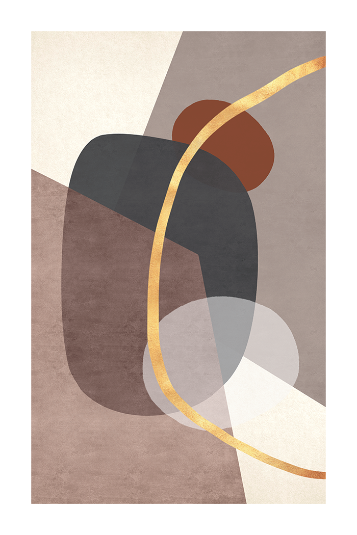 Gold Brown Shape Print