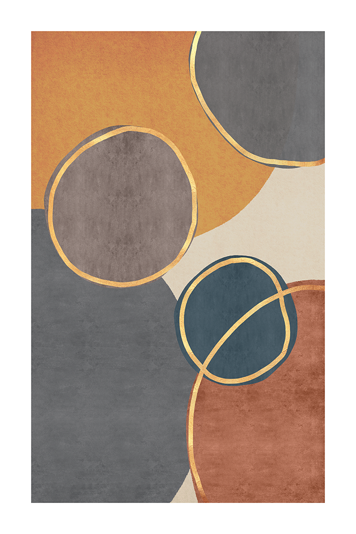 Gold Brown Round Art Print