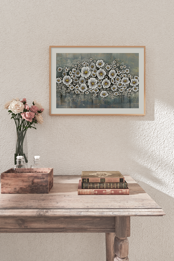 White Flower Oil Art Print