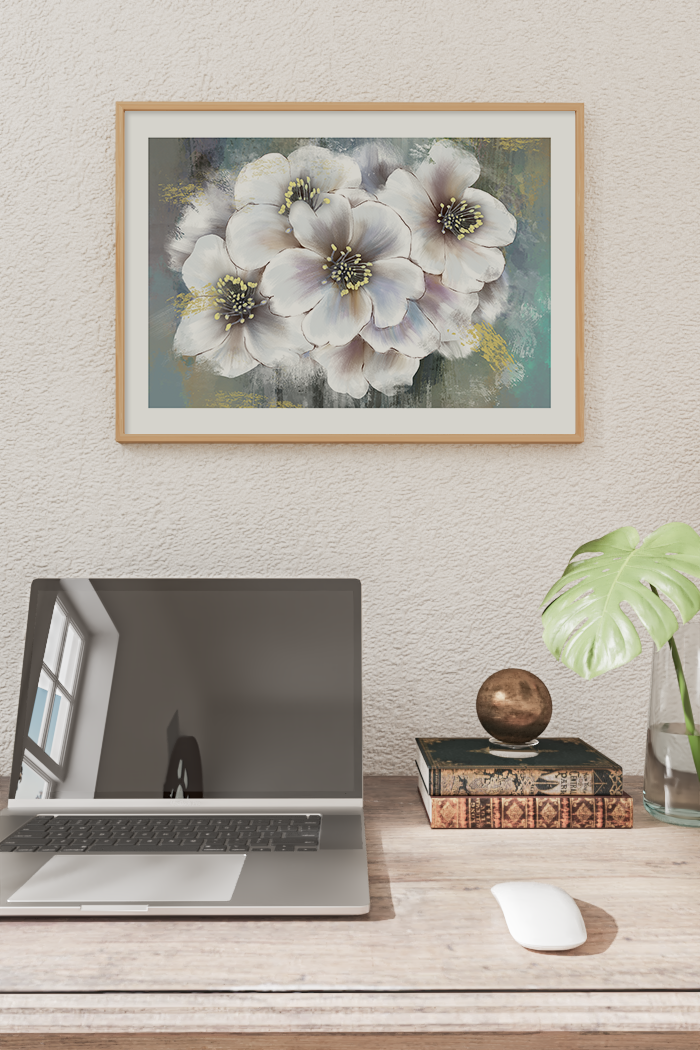 White Flower Oil Art Print No.2