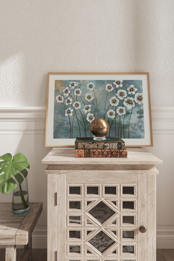 White Flower Oil Art Print No.3