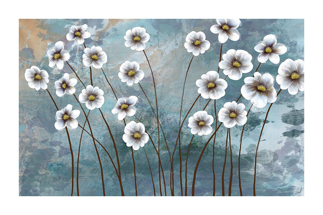 White Flower Oil Art Print No.3