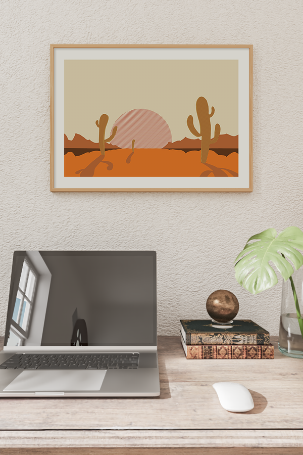 Desert Cactus Illustration Poster