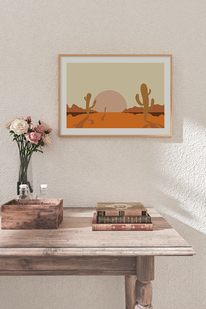 Desert Cactus Illustration Poster