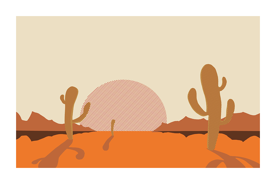 Desert Cactus Illustration Poster