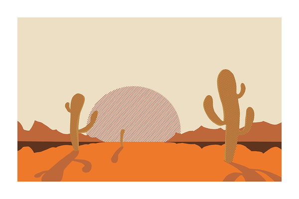 Desert Cactus Illustration Poster