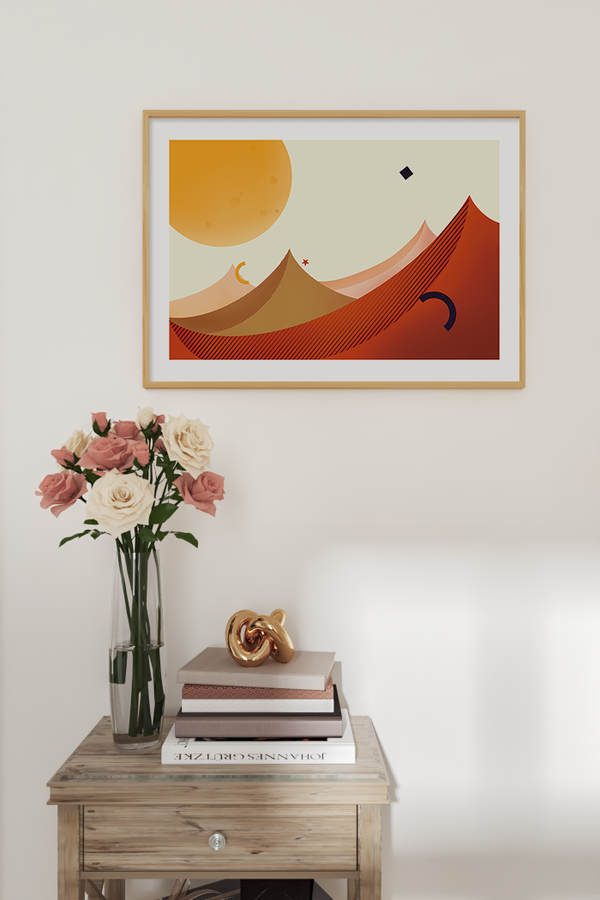 Sunlight Desert Illustration Poster