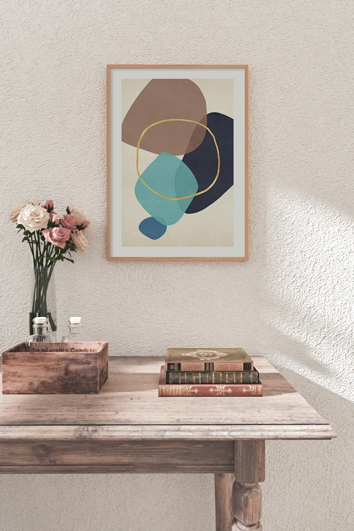 Brown Blue Shape Print