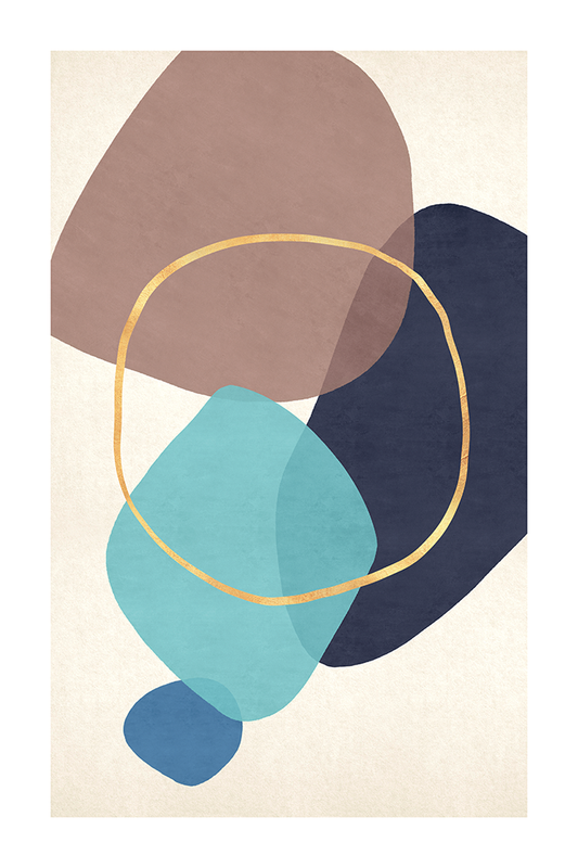 Brown Blue Shape Print