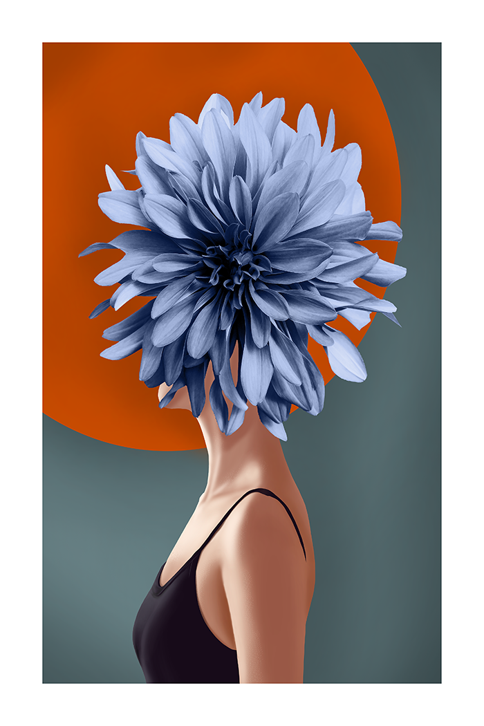 Blue Flower on Face Art
