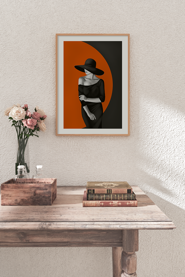 Orange Black Woman Art Print