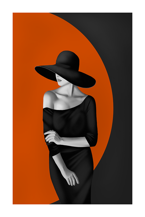 Orange Black Woman Art Print