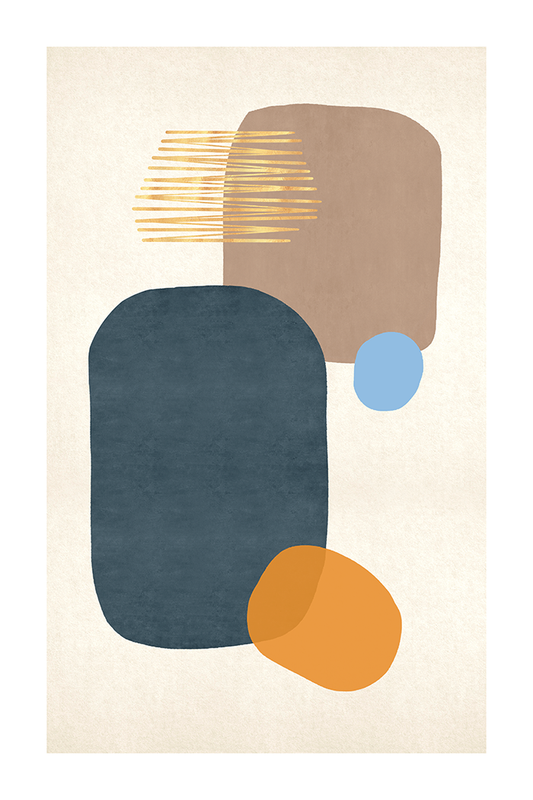Beige Blue Shape Art Print