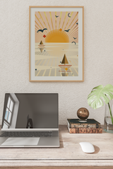 Seaside Sunrise Illustration Poster