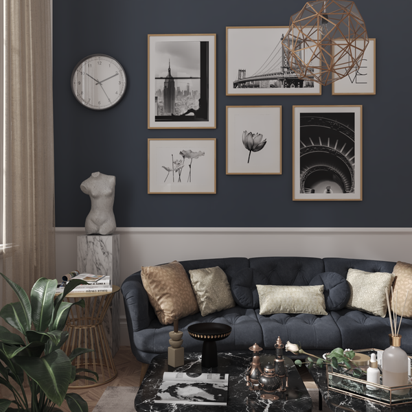 Modern Minimalist Black and White Poster Dark Living Room Decor Sofa Wall Ideas