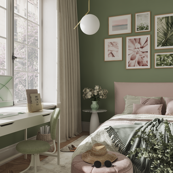 Green Pink Guest Bedroom Work Office Women Room Decor Flower Poster Modern Wall Art Remodel