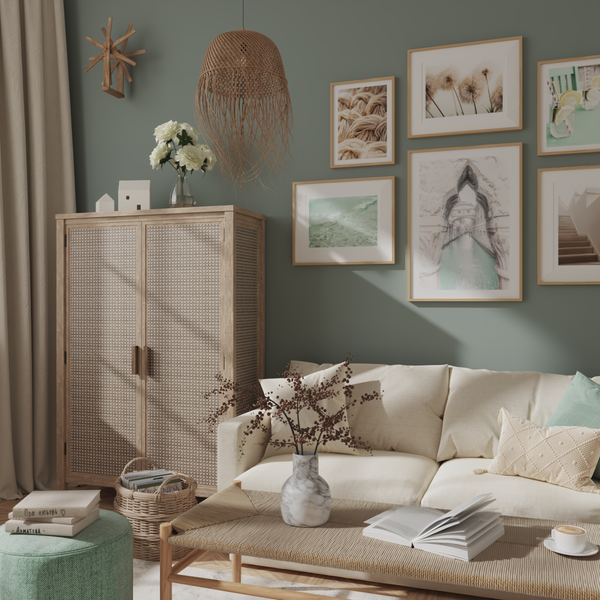 Modern Home Interior Picture Wall Decor Teal Brown Living Room Sofa Ideas Botanical Art Print