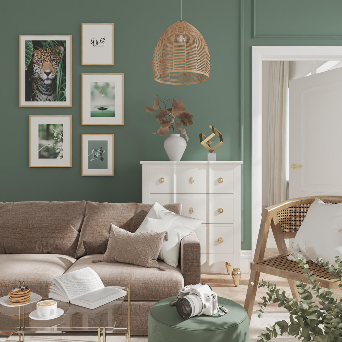 Green Wall Art Poster Ideas Living Room Foyer Decor Nature Photography Modern Entryway Design