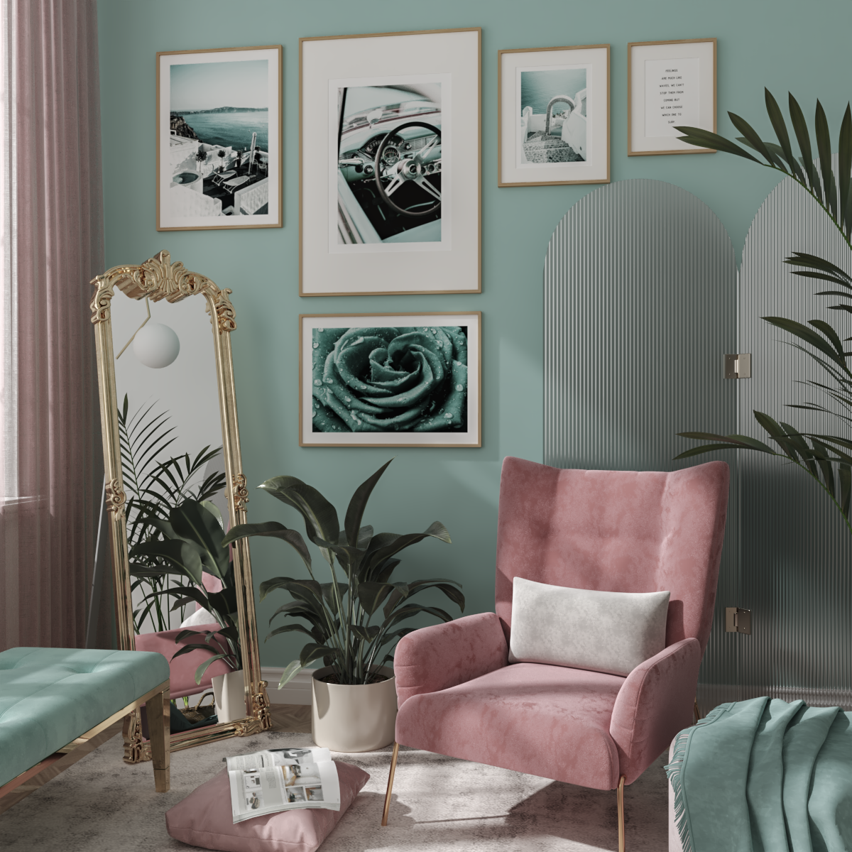Apartment Home Decoration Living Room Green Wall Art Decor Ideas Glam Modern Luxury Car Poster