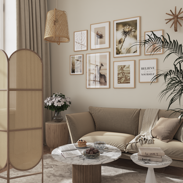 Modern Boho Home Gold Living Room Sofa Wall Decor Botanical Prints Minimalist Poster