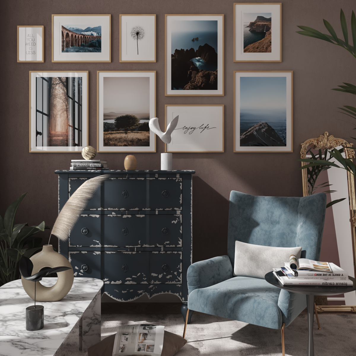 Gallery Wall Brown Modern Home Design Living Room Bedroom Wall Decor Nature Photography
