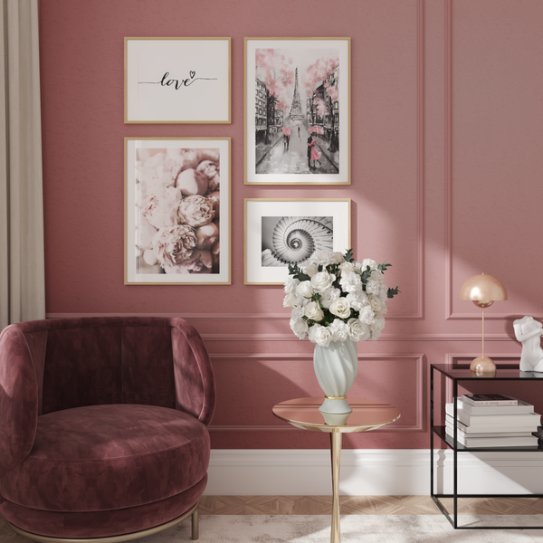 Modern House Interior Large Print Pink Room Decor Living Room Accent Wall Apartment Ideas