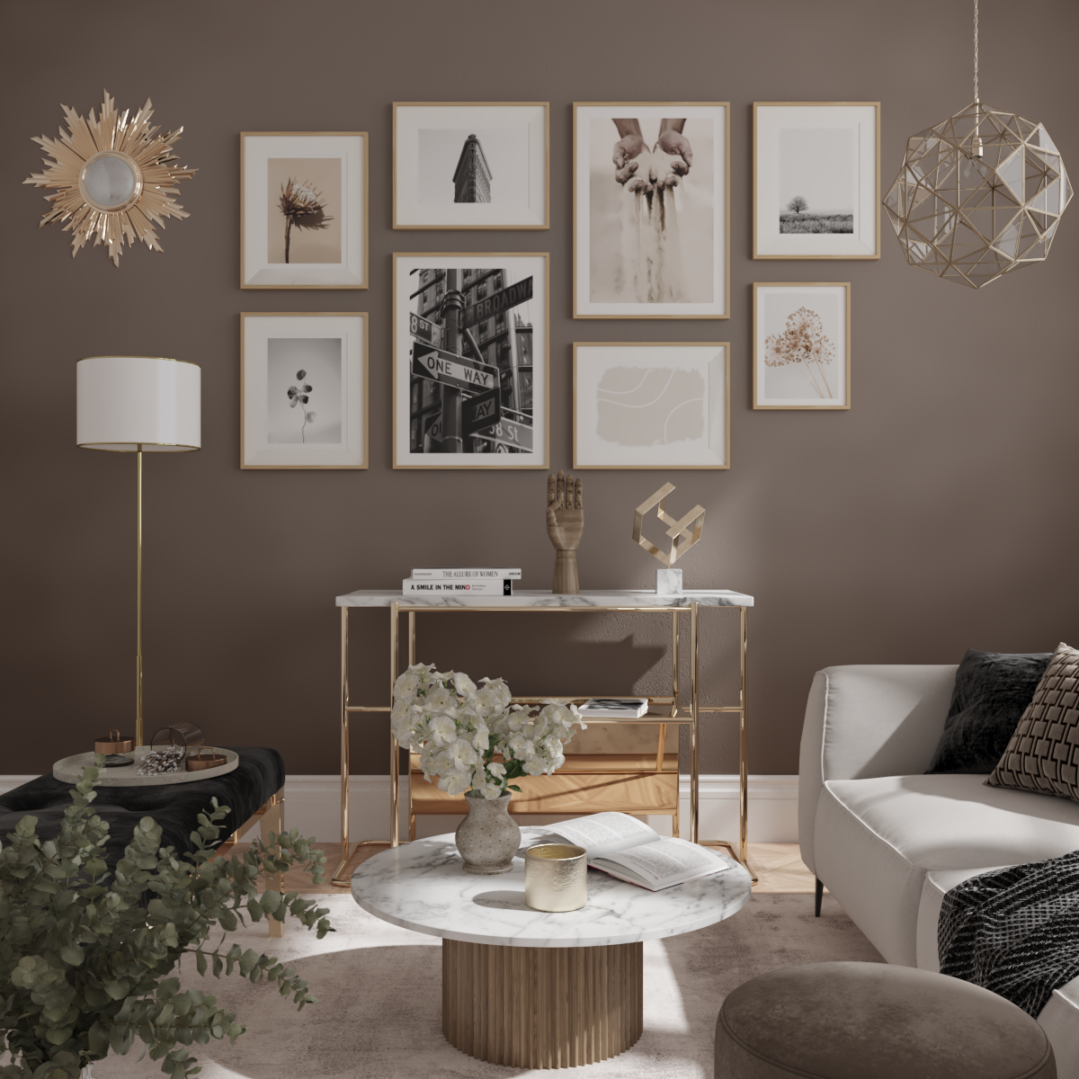 Modern Brown Wall Art Ideas for Living Room Home Decor Black and White Poster Nature