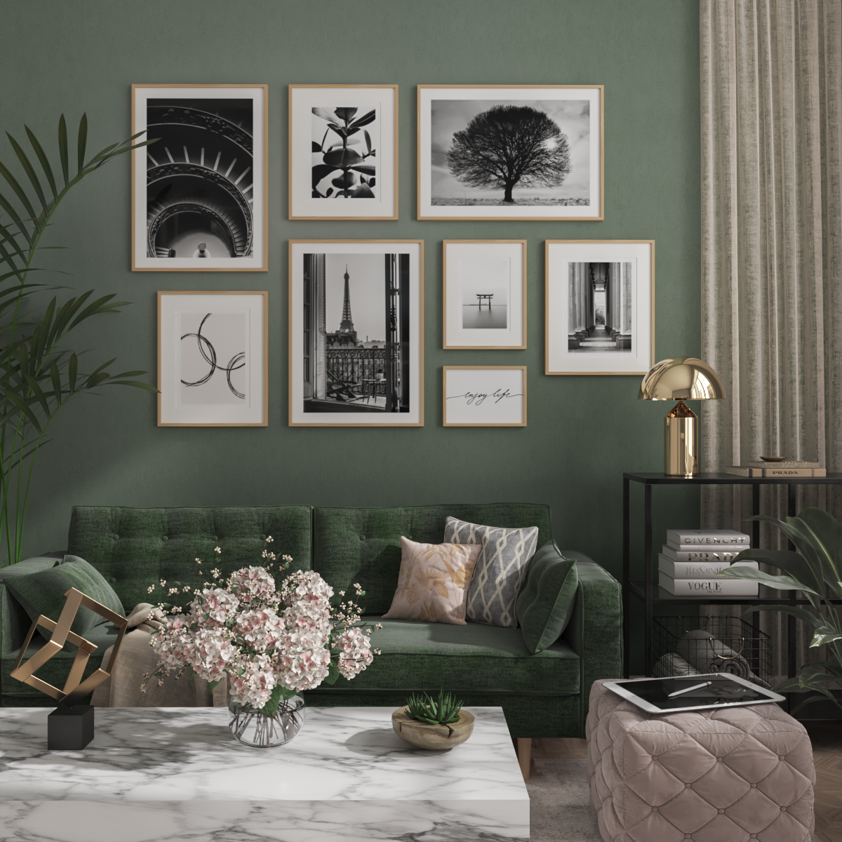 Gallery Wall Frame Modern Home Interior Black and White Poster Living Room Decor Ideas